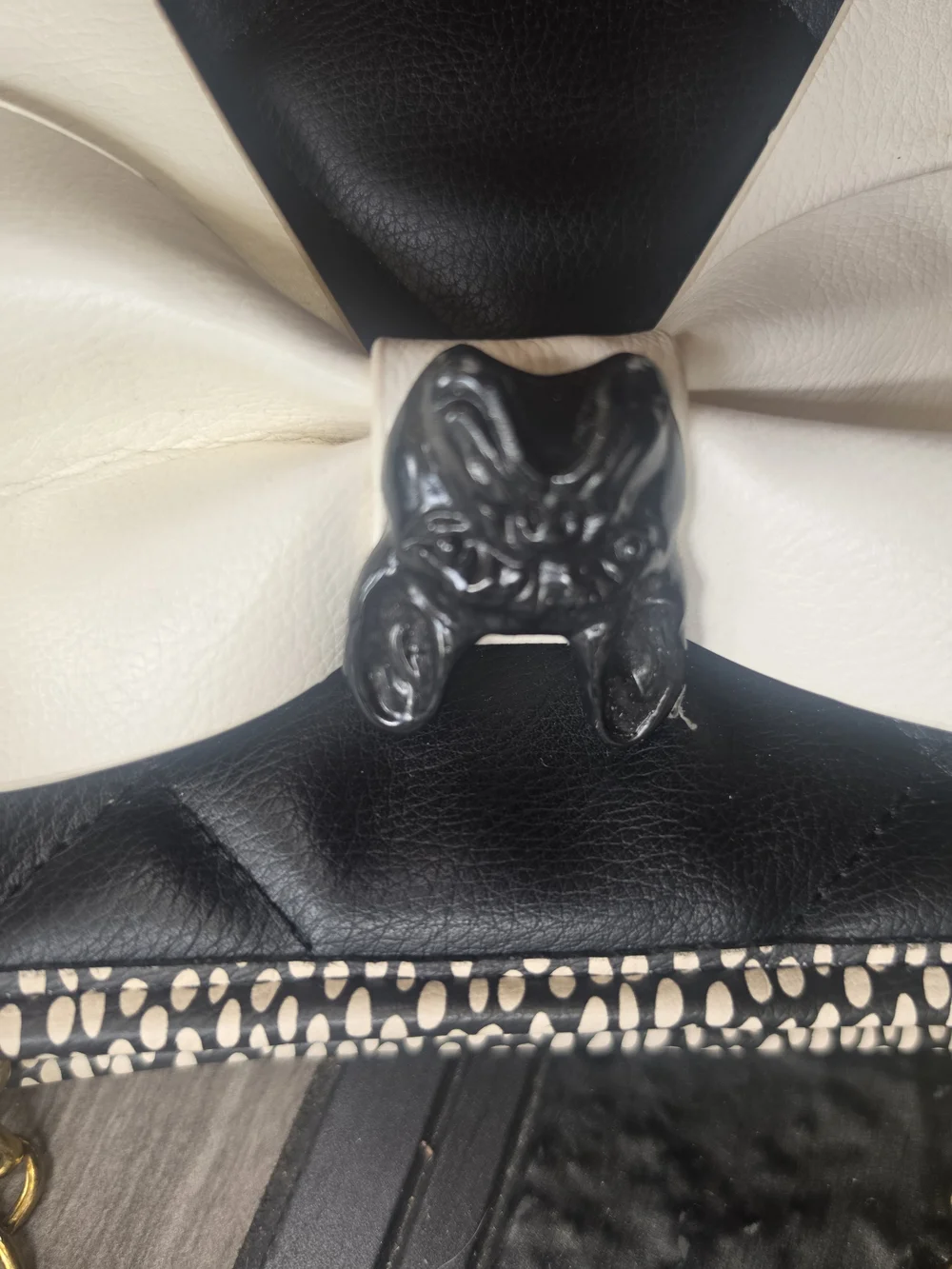 Betsey Johnson Black Quilted Tote with Ivory Bow Accent